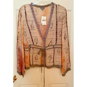 NWT J.Jill silky soft, loose, print blouse. Medium
